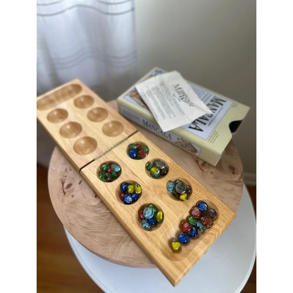 Mancala Solid Wood Folding Board Game with Gemstones Target 2001